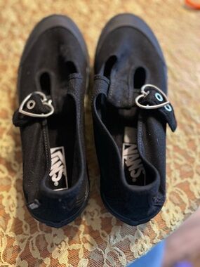 Vans Women’s Black Mary Jane Sneakers with Heart Buckle